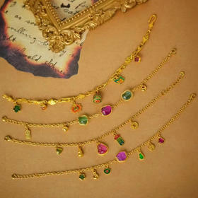 龢盒原创 三款足金镶嵌天然碧玺手链