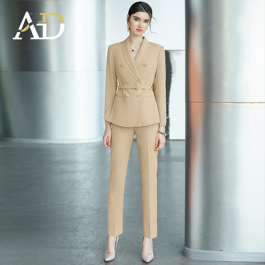 AD职场女装2022春季新款chic西装外套女高级感卡其色职业西服套装 商品图2