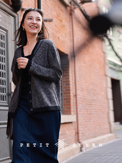 PETIT SCHAN小闪 CLO#465 grey zone 灰色地带 亚麻棉绢丝撞色边针织开衫 商品图1