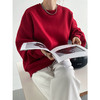 【chic慵懒风】 提气覆盆子红空气层卫衣 宽松显瘦 圆领长袖 休闲百搭 商品缩略图0