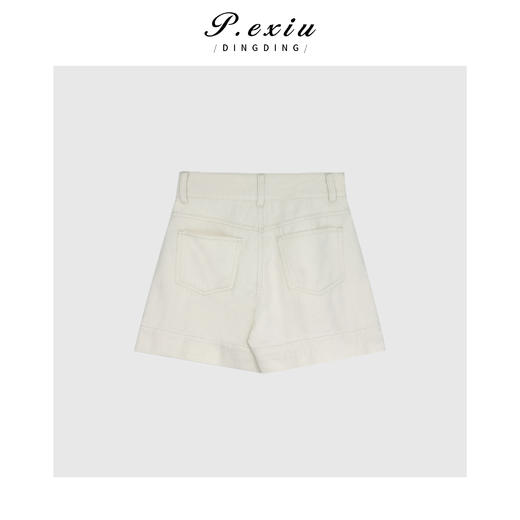 03-4潘依绣丁丁宠粉PanYiXiu/潘依绣【奶油贝壳】100%棉重工水洗设计感牛仔短裤 D6229 商品图2