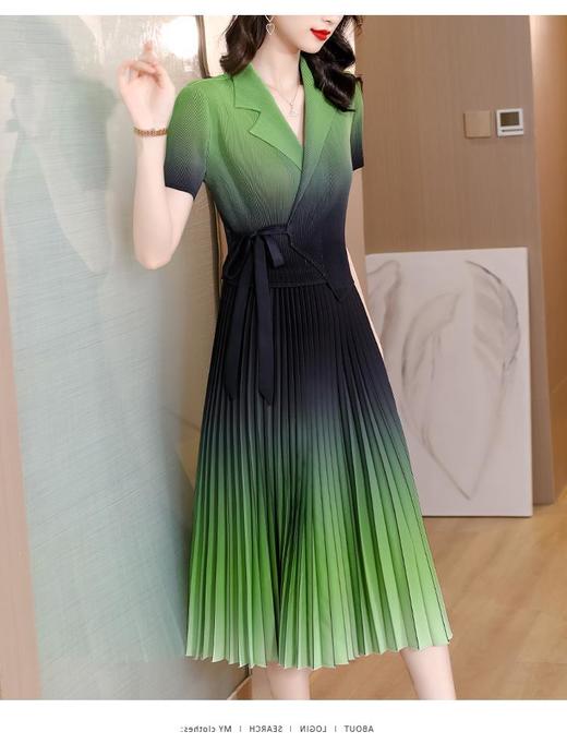 NYL-02112夏季新款时尚洋气西装领渐变溢彩百褶修身中长裙 商品图5