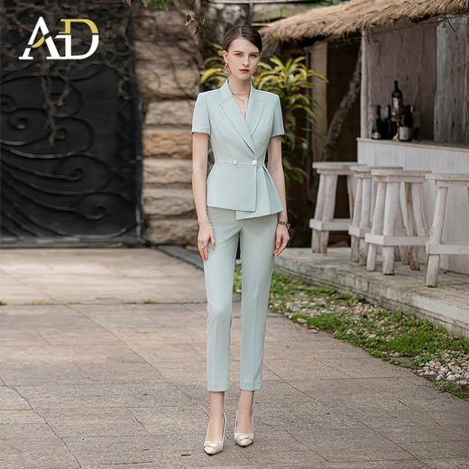 AD绿色西服套装女夏季时尚高级感职业装气质女神范美容师工作服 商品图2