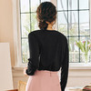OLrain欧芮儿法式黑色长袖T恤女春季2024年新款爱心刺绣休闲上衣 商品缩略图3
