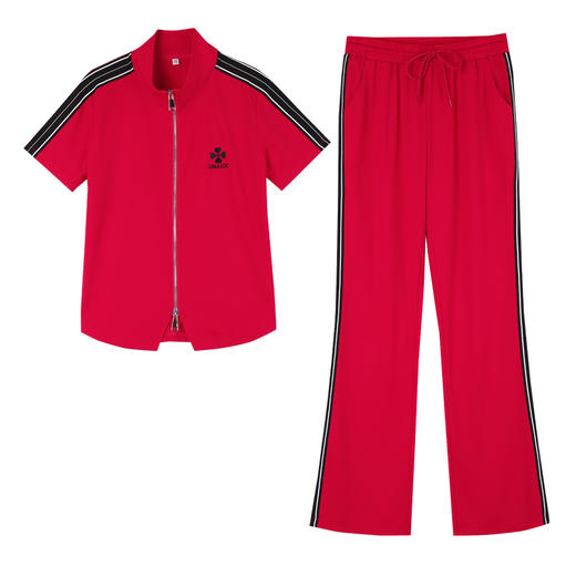 SP-23125运动服套装女夏季新款时尚减龄冰丝休闲短袖长裤跑步两件套 商品图4