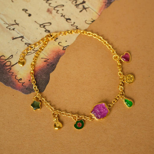 龢盒原创 三款足金镶嵌天然碧玺手链 商品图2