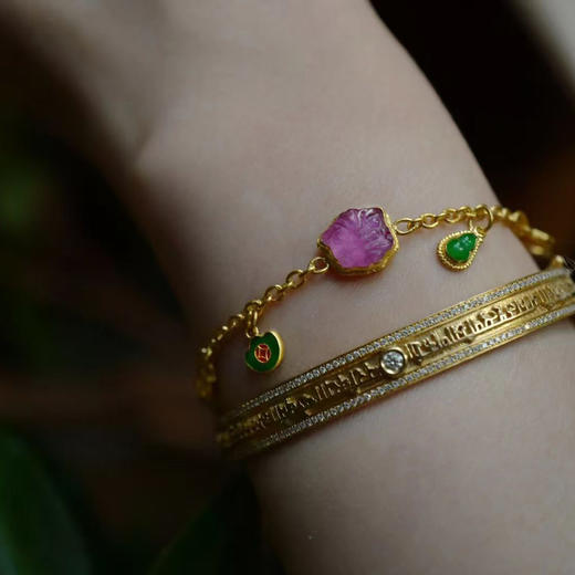 龢盒原创 三款足金镶嵌天然碧玺手链 商品图6