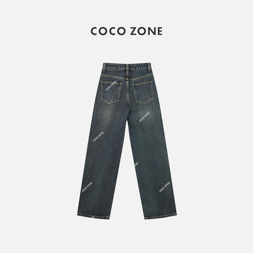 COCO ZONE 复古高级感显瘦牛仔裤时尚通勤风长裤24C10016 商品图1