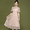改良款旗袍，蕾丝灯笼袖连衣裙OY-24151 商品缩略图0
