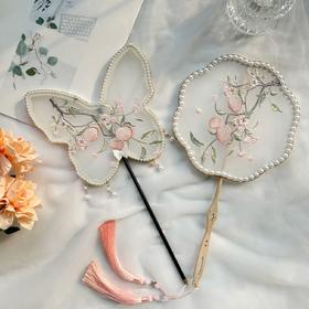 中国古风流苏团扇刺绣古典汉服舞蹈扇