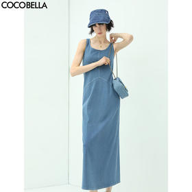 【有赞】COCOBELLA甜酷女孩针织牛仔连衣裙女背心长裙FR615