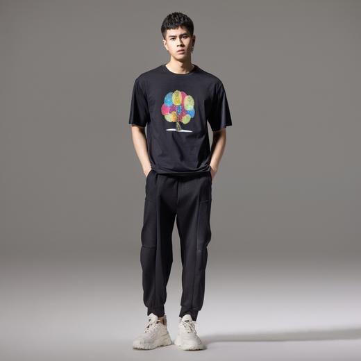 PINLI品立2024夏季新款印花烫钻短袖T恤男士休闲潮牌百搭体恤上衣BG242111017 商品图1