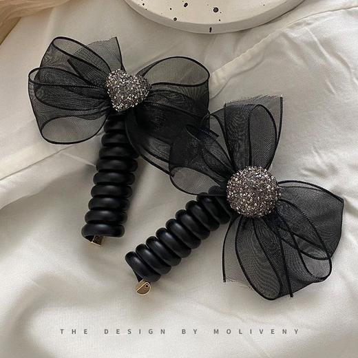 水钻网纱蝴蝶结电话线发圈网红泡泡辫编发头绳女高弹耐用头绳发饰 商品图2