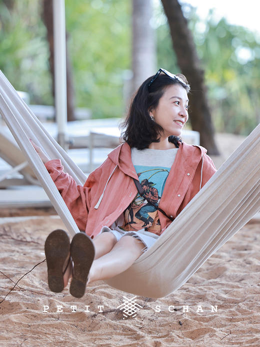 PETIT SCHAN小闪 CLO#463 watermelon soda 西瓜汽水 汉麻亚麻oversize宽松连帽防晒外套 商品图2