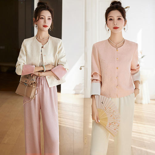 气质时尚新中式风修身显瘦提花外套HR-WY6230-19 商品图3