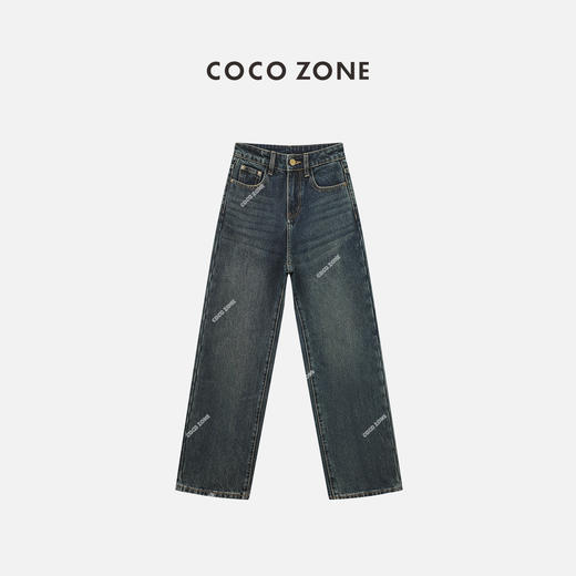 COCO ZONE 复古高级感显瘦牛仔裤时尚通勤风长裤24C10016 商品图0