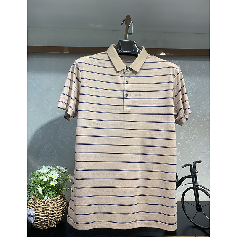 高档短袖条纹T恤男士夏季商务polo衫   FL-2023