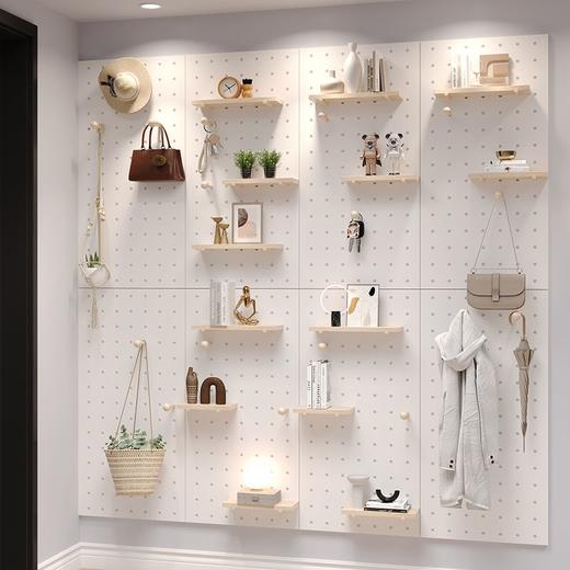 实木洞洞板定制置物架玄关墙面墙上挂板入户隔板收纳架墙壁展示架 商品图1