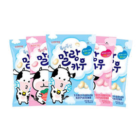 韩国进口乐天草莓牛奶味棉花牛牛软糖63g