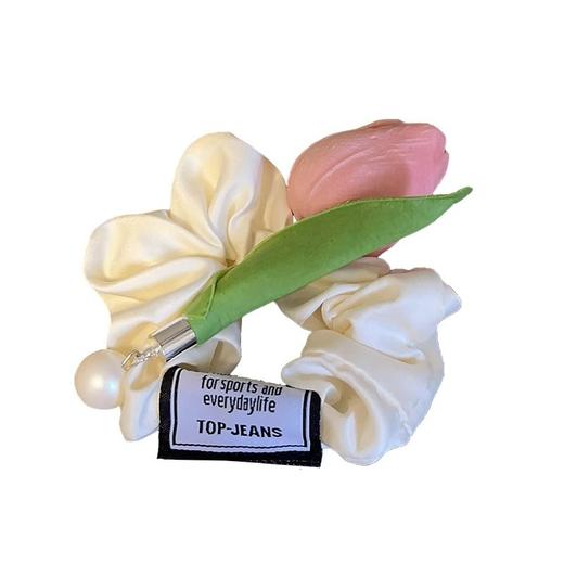 气质温柔肠圈法式设计感郁金香绸面发圈甜美外出扎发 商品图4