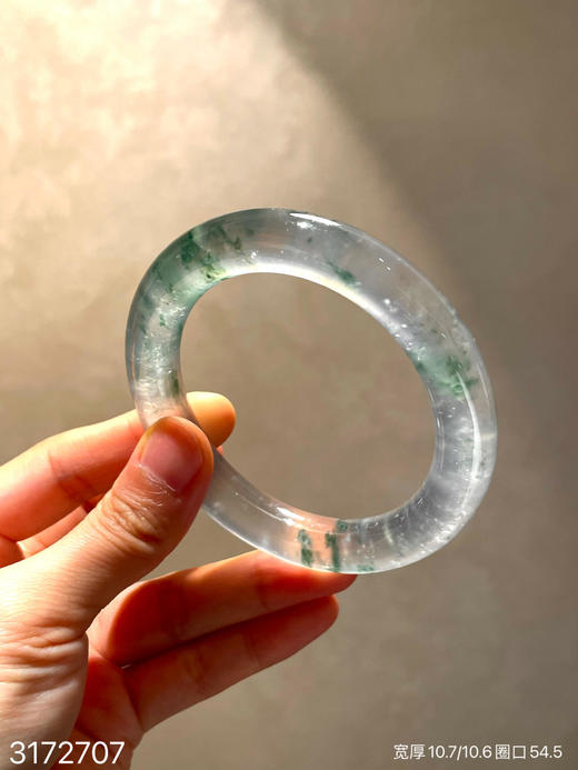 玻璃种飘花圆镯【3172707】圈口54.5~具体价格微信咨询 商品图2