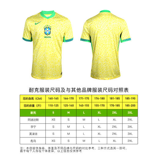 小李子NIKE耐克2024巴西主场球迷版比赛球衣成人短袖男FJ4284-706 商品图4
