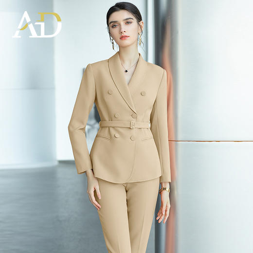 AD职场女装2022春季新款chic西装外套女高级感卡其色职业西服套装 商品图1