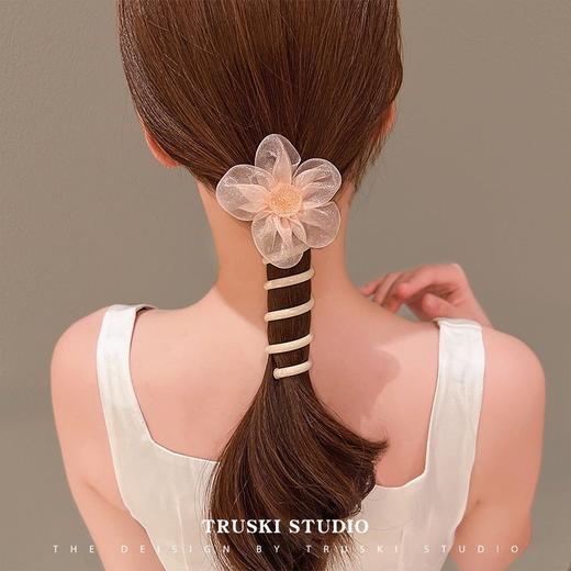 水钻网纱蝴蝶结电话线发圈网红泡泡辫编发头绳女高弹耐用头绳发饰 商品图7