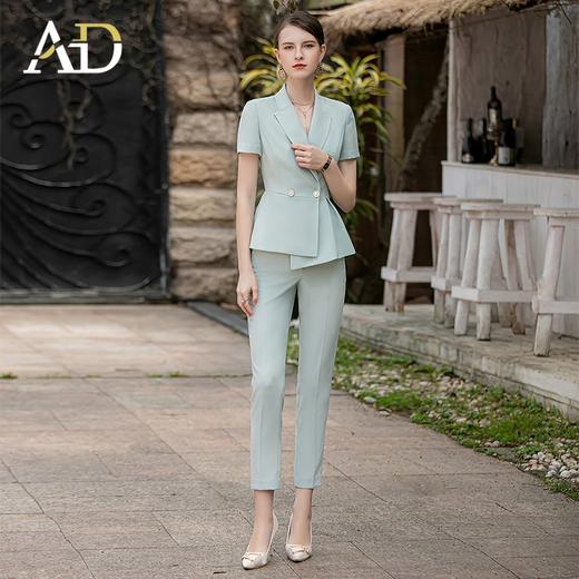 AD绿色西服套装女夏季时尚高级感职业装气质女神范美容师工作服 商品图1
