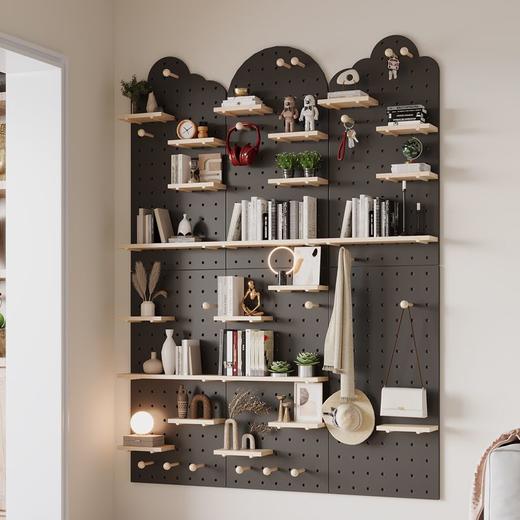 实木洞洞板定制置物架玄关墙面墙上挂板入户隔板收纳架墙壁展示架 商品图6