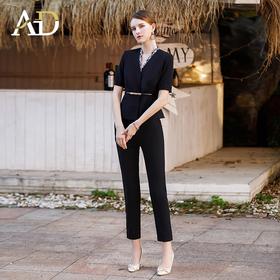 AD高端酒店前台接待工作装女案场客服工作服黑色收腰西装套装裤子