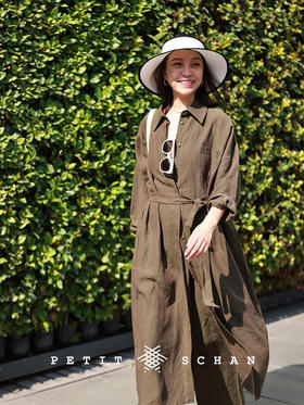 碧螺春 100%汉麻色织落肩茧型衬衫裙/长款外套