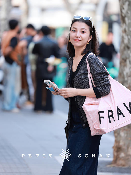 PETIT SCHAN小闪 CLO#465 grey zone 灰色地带 亚麻棉绢丝撞色边针织开衫 商品图3