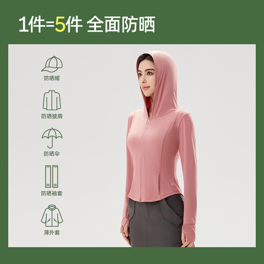 【新品上市】7A抗菌冰感原纱防晒衣连帽防晒外套瑜伽运动健身防晒衣 商品图3