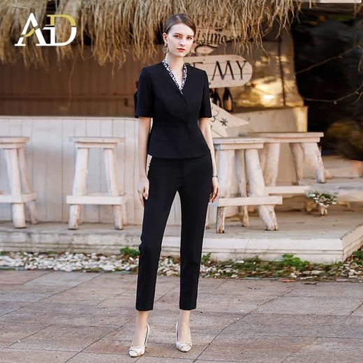 AD高端酒店前台接待工作装女案场客服工作服黑色收腰西装套装裤子 商品图2