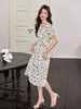 【专属特价】熙世界水墨晕染碎花连衣裙女2025夏季新款收腰系带法式V领茶歇裙 商品缩略图4