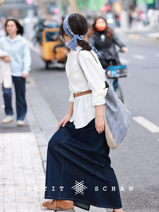 PETIT SCHAN小闪 CLO#468 sonnet 十四行诗 奥地利兰精莫代尔直筒微A型百搭牛仔半裙 商品图4