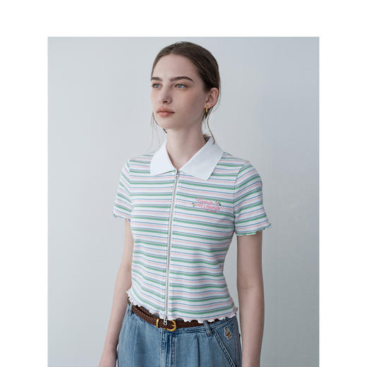TeenieWeenie小熊条纹字母POLO衫T恤女夏季女t恤TTHA242410T 商品图2