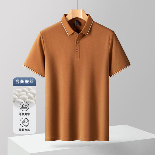 【含桑蚕丝】罗蒙男士夏季polo衫男短袖商务休闲男士t恤短袖polo衫 商品图4