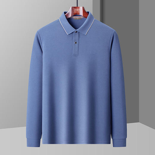 【含桑蚕丝】圣得西春秋季新款男士弹力棉质撞色翻领polo衫男 商品图2