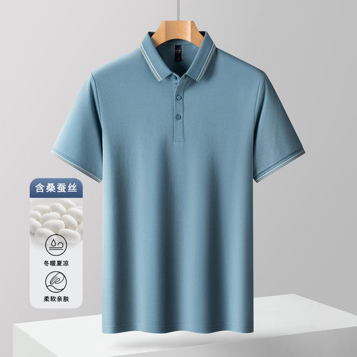 【含桑蚕丝】罗蒙男士夏季polo衫男短袖大众休闲男士t恤短袖polo衫 商品图9