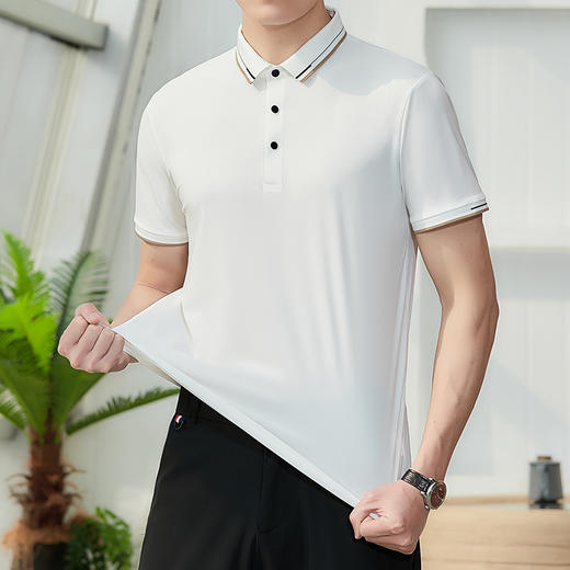 【Q】【冰丝高弹】【新款DX】大依优型大码男装短袖Polo衫翻领加肥加大透气吸汗夏季上衣半袖t恤夏装 商品图2