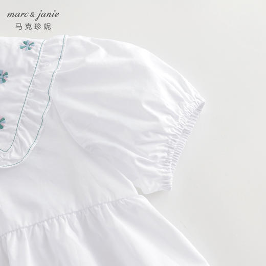 马克珍妮女童复古绣花娃娃领连衣裙儿童裙子2024年夏装新款240653 商品图4