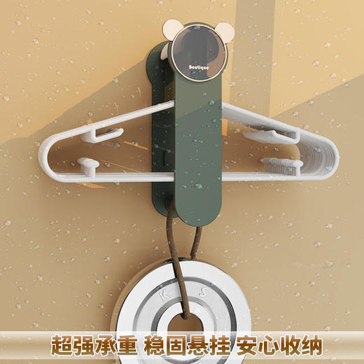 「轻奢质感！伸缩双层设计」免打孔衣架收纳整理架 橱柜可伸缩收纳架卧室可折叠粘钩衣架收纳架 商品图3