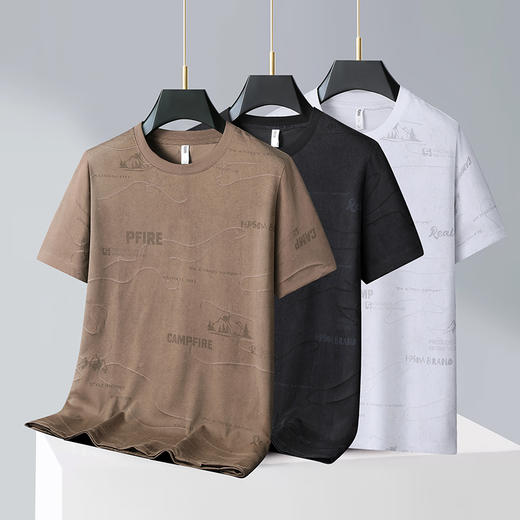 【Q】【新款DX】大依优型大码男装潮款短袖T恤圆领加肥加大透气吸汗夏季上衣半袖t恤夏装 商品图1