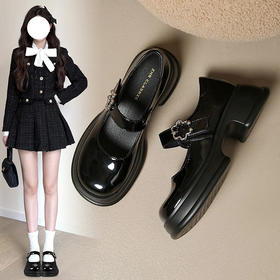 ZHR则则玛丽珍小皮鞋2024春季新款气质复古百搭英伦浅口单鞋厚底