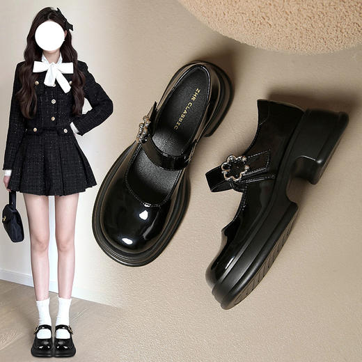 ZHR则则玛丽珍小皮鞋2024春季新款气质复古百搭英伦浅口单鞋厚底 商品图0