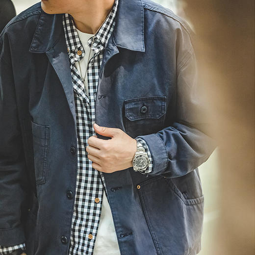 工装优选 日系复古不对称口袋立体剪裁外套猎装水洗做旧夹克男秋 商品图4