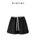 HIDEMI 极简拼接抽绳设计感显瘦卷边短裤 黑色/燕麦色 商品缩略图6