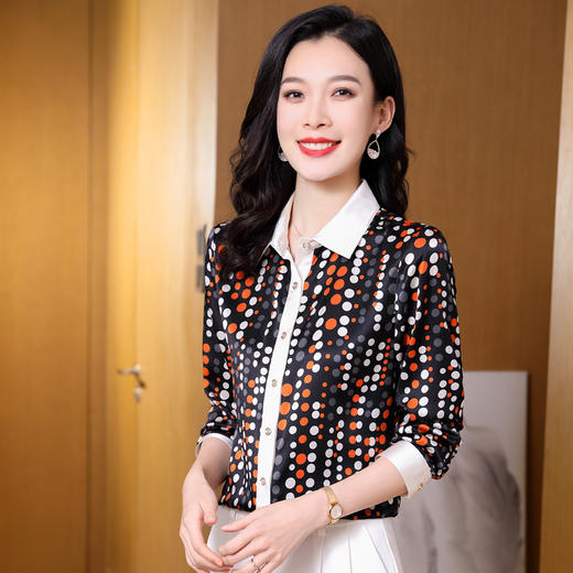 ASE9218复古波点时尚优雅气质女士衬衫 商品图1